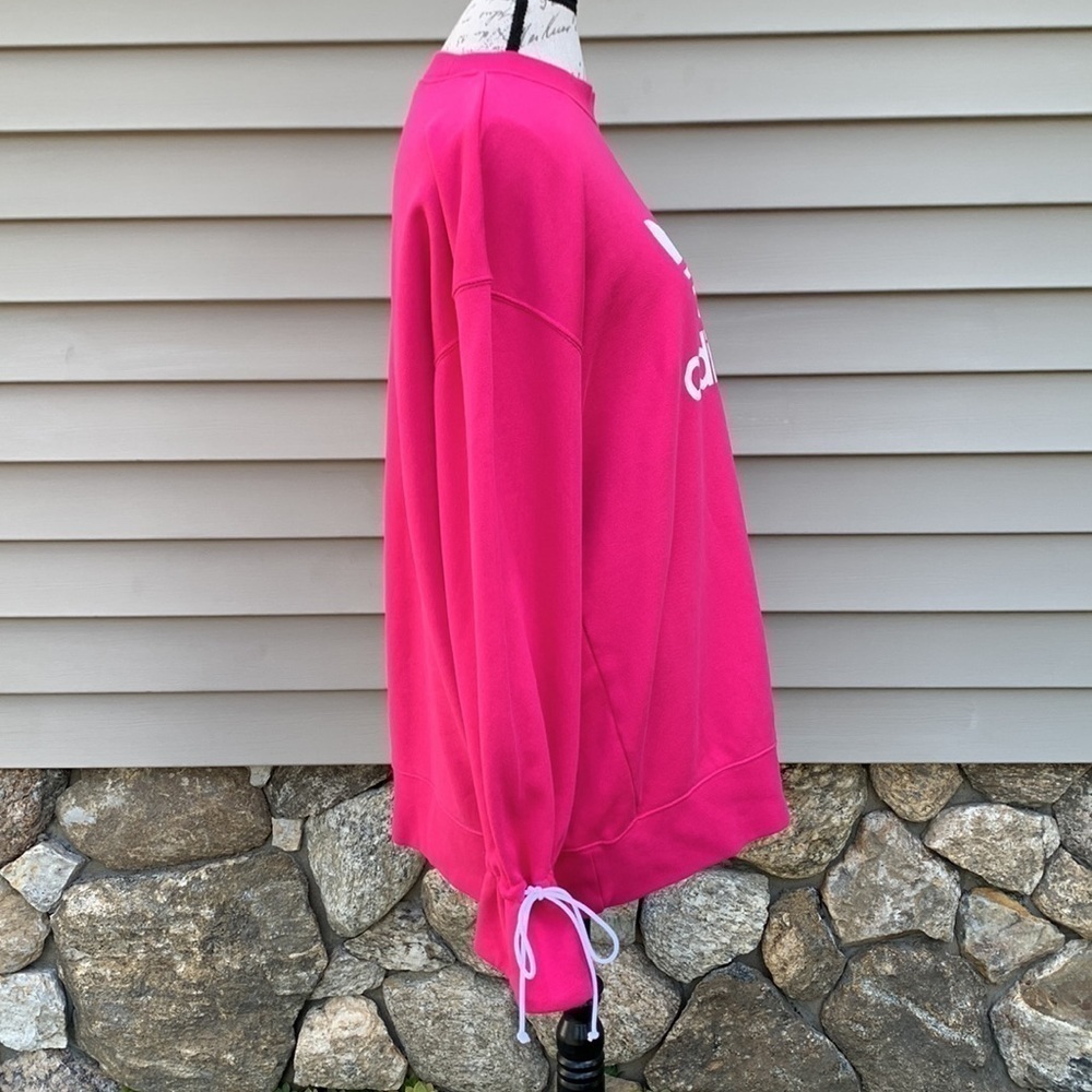 Nwot Adidas Bellista Oversized Sweatshirt W/ Tie Cuffs - Hot Pink - Picture 7 of 15